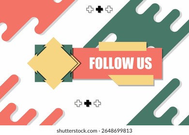 Vector banner. Megaphone with follow us speech bubble. Loudspeaker. Banner for business, marketing. Banner design vector illustration.