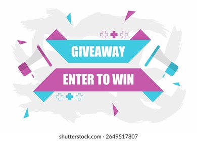 Vector banner. Megaphone with giveaway enter to win speech bubble. Loudspeaker. Banner for business, marketing. Banner design vector illustration.
