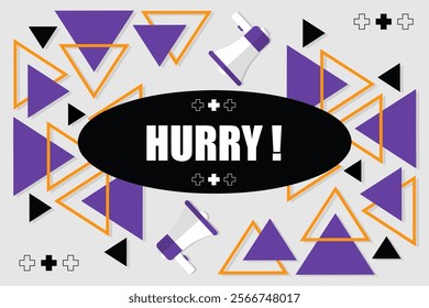 Vector banner. Megaphone with hurry speech bubble. Loudspeaker. Banner for business, marketing. Banner design vector illustration.