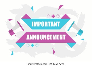 Vector banner. Megaphone with important announcement speech bubble. Loudspeaker. Banner for business, marketing. Banner design vector illustration.
