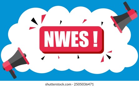 Vector banner. Megaphone with news speech bubble. Loudspeaker. Banner for business, marketing. Banner design vector illustration.