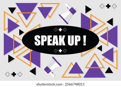 Vector banner. Megaphone with speak up speech bubble. Loudspeaker. Banner for business, marketing. Banner design vector illustration.