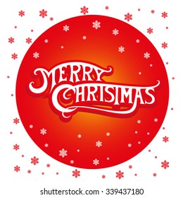 Vector banner with Merry Christmas text on red gradient circle  background