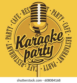 Vector Banner with microphone and inscription karaoke party