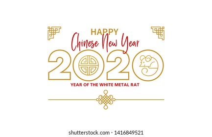 Vector banner, money envelope with a illustration of the rat zodiac sign, symbol of 2020 on the Chinese calendar. White Metal Rat, chine lucky in New Year. Element for Chinese New Year's design.