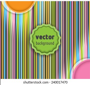 vector banner with multicolored lines on a black background with space for text on the volume label