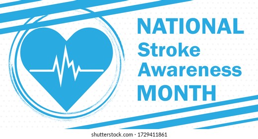 Vector banner for the national annual month of stroke awareness held in May annually as a symbol of health care. All elements are isolated.