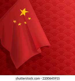 Vector banner with the National Day of China. The Chinese red flag of the national patriotic holiday on October 1