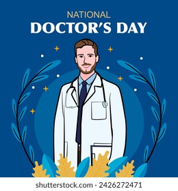 Vector banner of National Doctors Day. International holiday, congratulations.