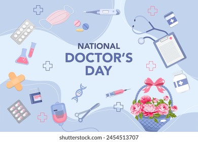 Vektorgrafik Banner des National Doctors Day. Internationaler Feiertag, herzlichen Glückwunsch.