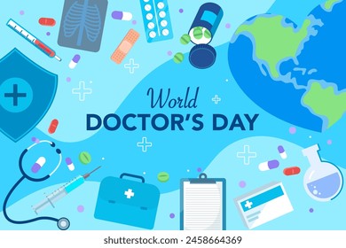 Vector banner of National Doctors Day. International holiday, congratulations.