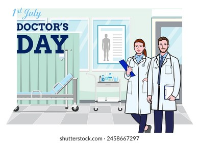 Vector banner of National Doctors Day. International holiday, congratulations.