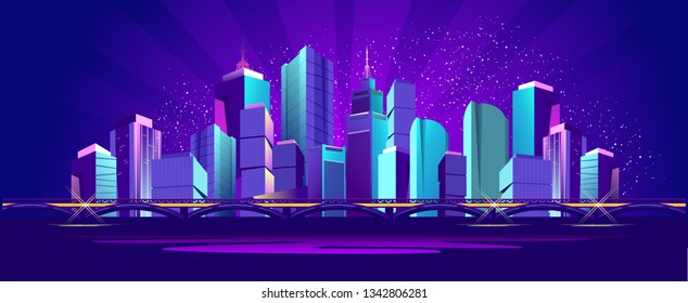 Vector banner night city