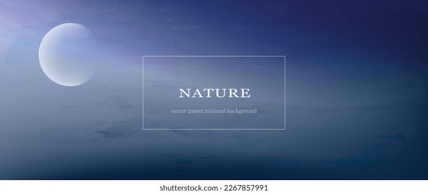 Vector banner, night sky.  Abstract moonscape background.  Calming minimal illustration. Watercolor nature background with place for text. 