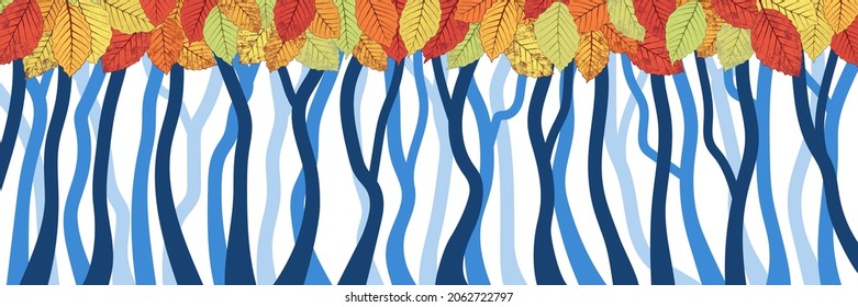 Vector banner on an autumn theme, stylized trees