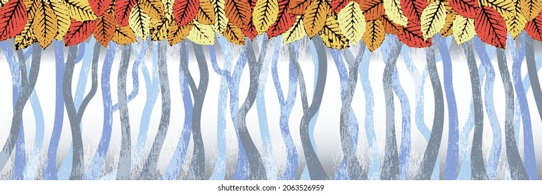 Vector banner on an autumn theme, stylized trees