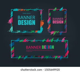 Vector banner on a black background. Beautiful colorful background for text and graphics. Design element for business cards,flyers and brochures.
