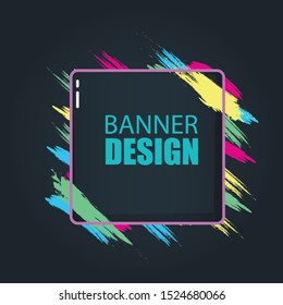 Vector banner on a black background. Beautiful colorful background for text and graphics. Design element for business cards,flyers and brochures.