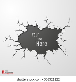 Vector banner on cracked ground abstract background.