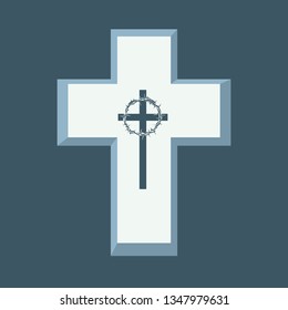 Vector banner on the religious theme with cross and crown of thorns