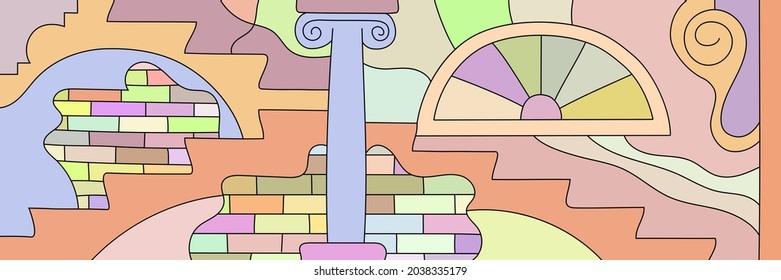 Vector banner on the theme of architecture and construction, interior design