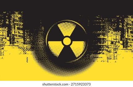 Vector Anuncio sobre urbanismo, arte callejero, tecnologías digitales. Recuerda a una cruz o una lente de foto en el fondo de fragmentos del paisaje urbano, píxeles. Diseño de una camiseta. Sin ayuda