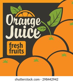 Vector banner with oranges and inscription fresh juices