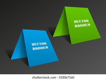 Vector banner. The original form as two form, overlapping. The flat image. Advertising Design shape. Vector label tag.