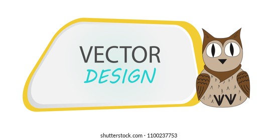 Vector banner with owl. Frame for text with a character. Cartoon frame for text. Design of banners for children.