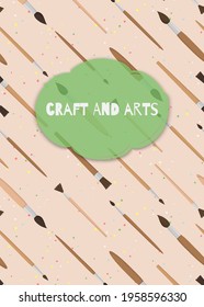 Vector banner with paint brushes and place for your text. Template for poster, web and advertising banner, article about art, card or flyer, promotional, mailing, cover of art album.