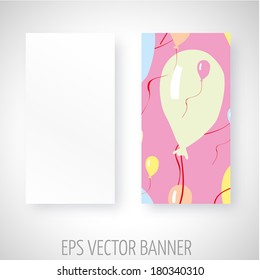 Vector banner with party balloons decoration over pink background