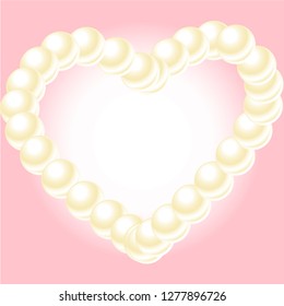 Vector banner, pearls in the shape of a heart