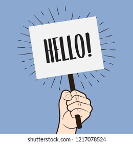 Vector banner with phrase Hello! Welcome slogan