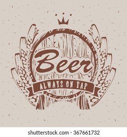 Vector banner with a picture barrels of beer 