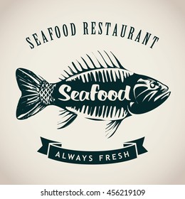 Vector banner with a picture of fish for seafood restaurant