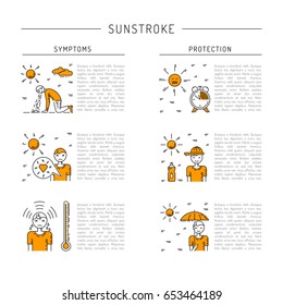 Vector banner with place for text on the subject of sunstroke, symptoms and protection