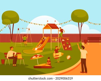 Vector banner of playground or kindergarten view