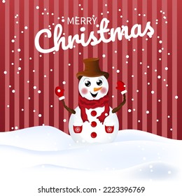 Vector. Banner, postcard. snowman merry christmas