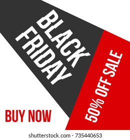 vector banner, poster with black friday buy now off sale lettering inscription on grey white and red background. Advertising , discounts and sale promotion design template