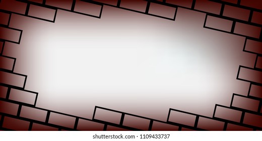 Vector banner or poster with brick wall and place for your text or image. Dark and white colors. High quality 18 9 resolution. 