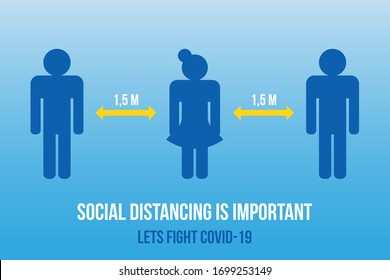 Vector banner, poster, card about importance of social distancing during covid-19, coronavirus.
