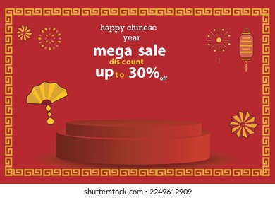 vector banner, poster, chinese new year promotion with ornament design, and yellow red color. vector elements suitable for social media promotion