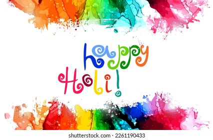 Vector banner, poster or greeting card for indian festival of Happy Krishna Janmashtami with hand drawn lettering.