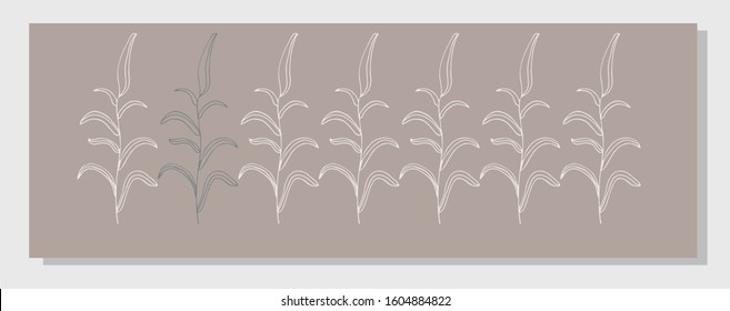 Vector banner, poster of natural plants, hand drawn, isolated. Highlighted one main element. Perfect for invitations, greeting cards, home interior, wall decoration.