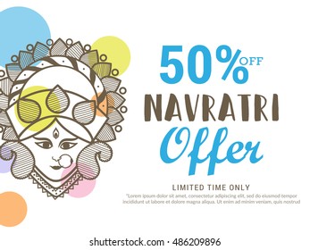 Vector banner or poster of Navratri celebration background,grand discount offers.