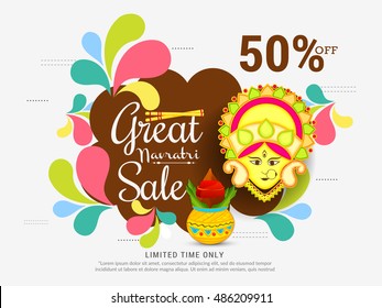 Vector banner or poster of Navratri celebration background,grand discount offers.