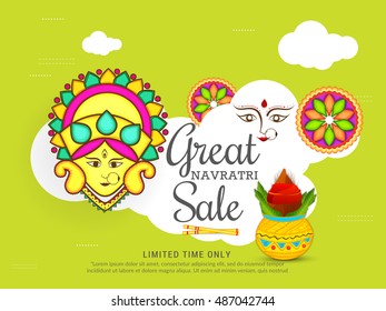 Vector banner or poster of Navratri celebration background,grand discount offers.