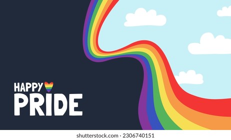 Vector banner for the pride. LGBT community illustration with rainbow and text. LGBT flag, rainbow flag.