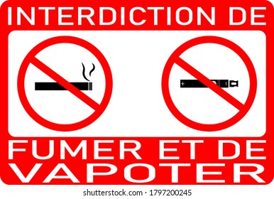 Vector of a banner with prohibition sign in frnehc (No smoking, no vaping) 