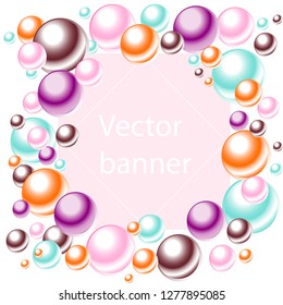 Vector banner. Realistic color balloons
